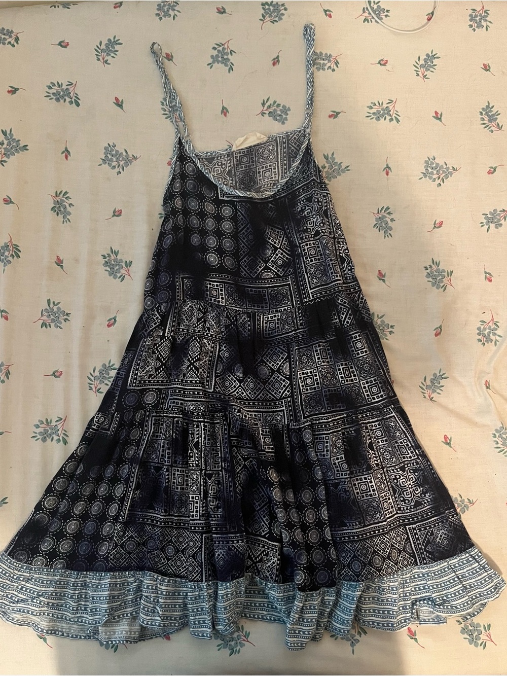 Girls Navy Blue Printed Summer Dress